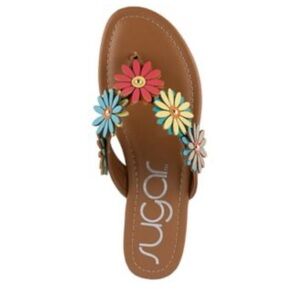 Sugar Brown Sandals with Multicolor Floral Design Sz 8